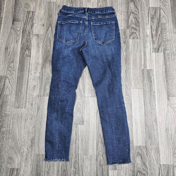 Old Navy Jeans Womens 4 Blue Rockstar Super Skinny High Rise Distressed Raw Hem - Picture 2 of 11
